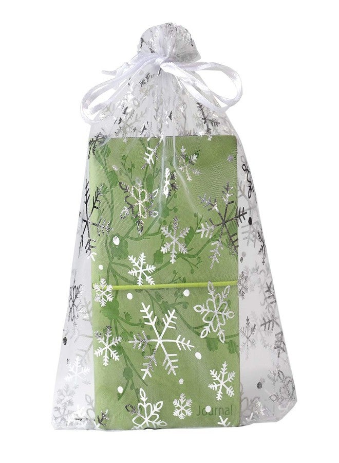 SUNGULF 100pcs Organza Pouch Bag Drawstring 6"x9" 16x22cm Strong Gift Candy Bag Jewelry Party Wedding Favor (White Snowflake) - Image 1